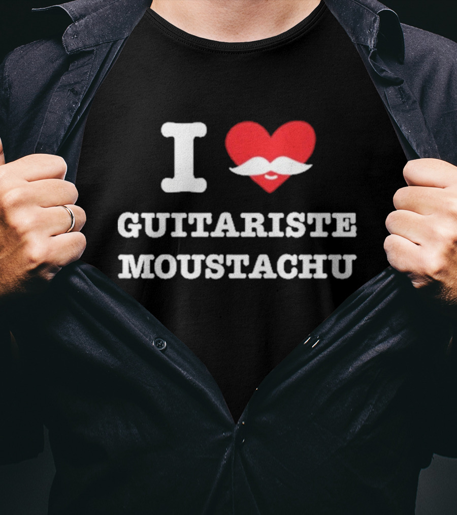 I Heart Guitariste Moustachu T-Shirt