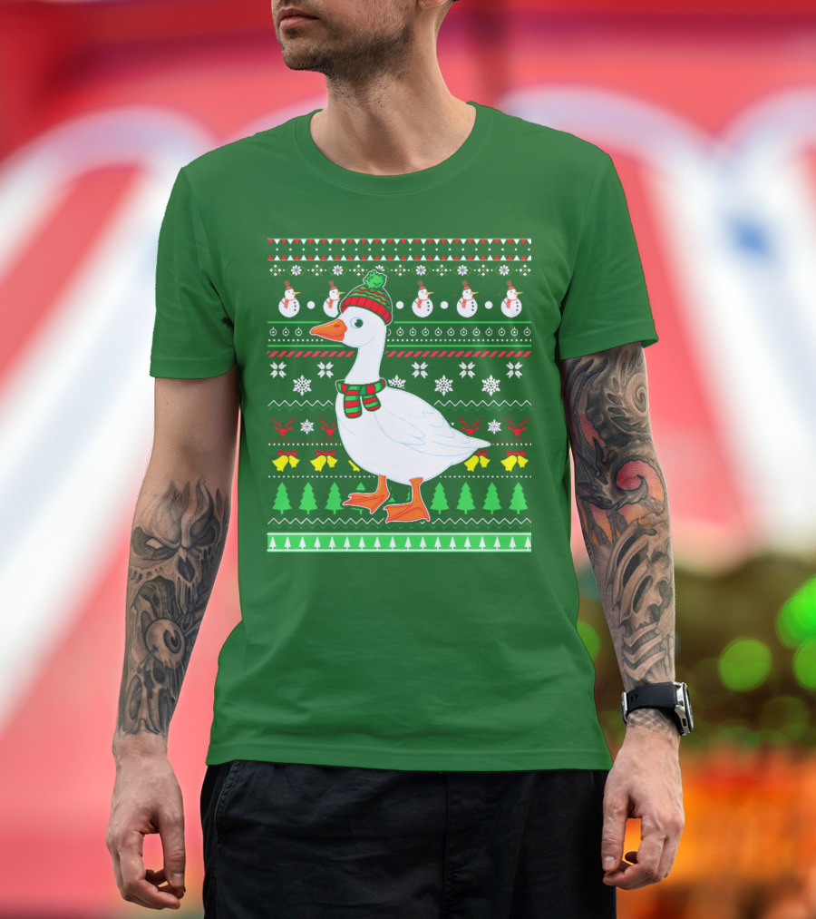 Goose Lover Christmas Snowman Knit T-Shirt