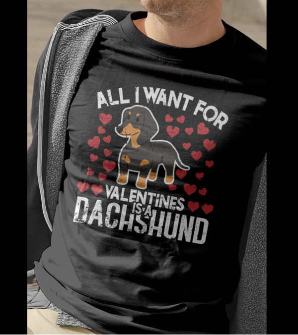 All I Want For Valentines Is A Dachshund Surrounded By Hearts T-Shirt
