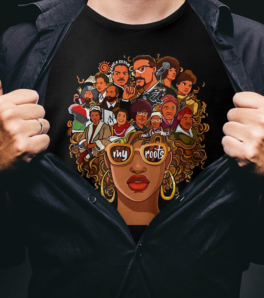 My Roots Icons With Cultural Heritage Faces And Bold Hair T-Shirt