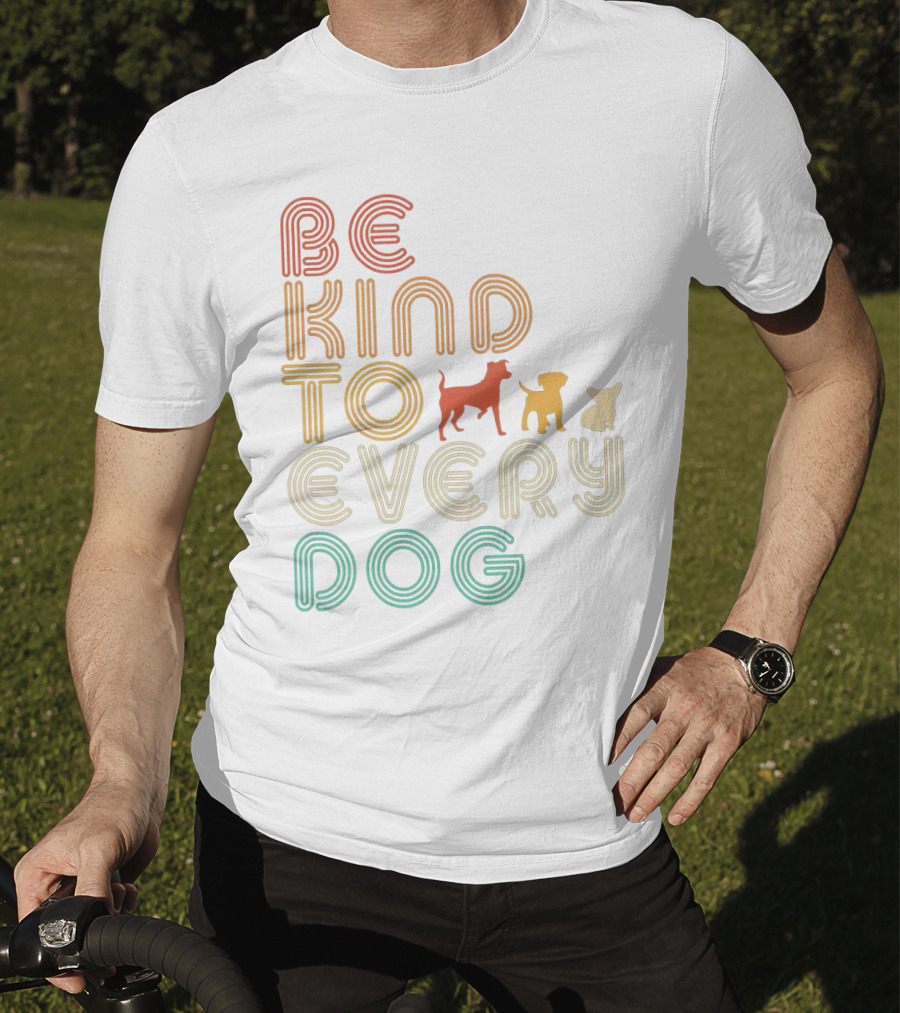 Be Kind To Every Dog In Retro Style With Colorful Canine T-Shirt