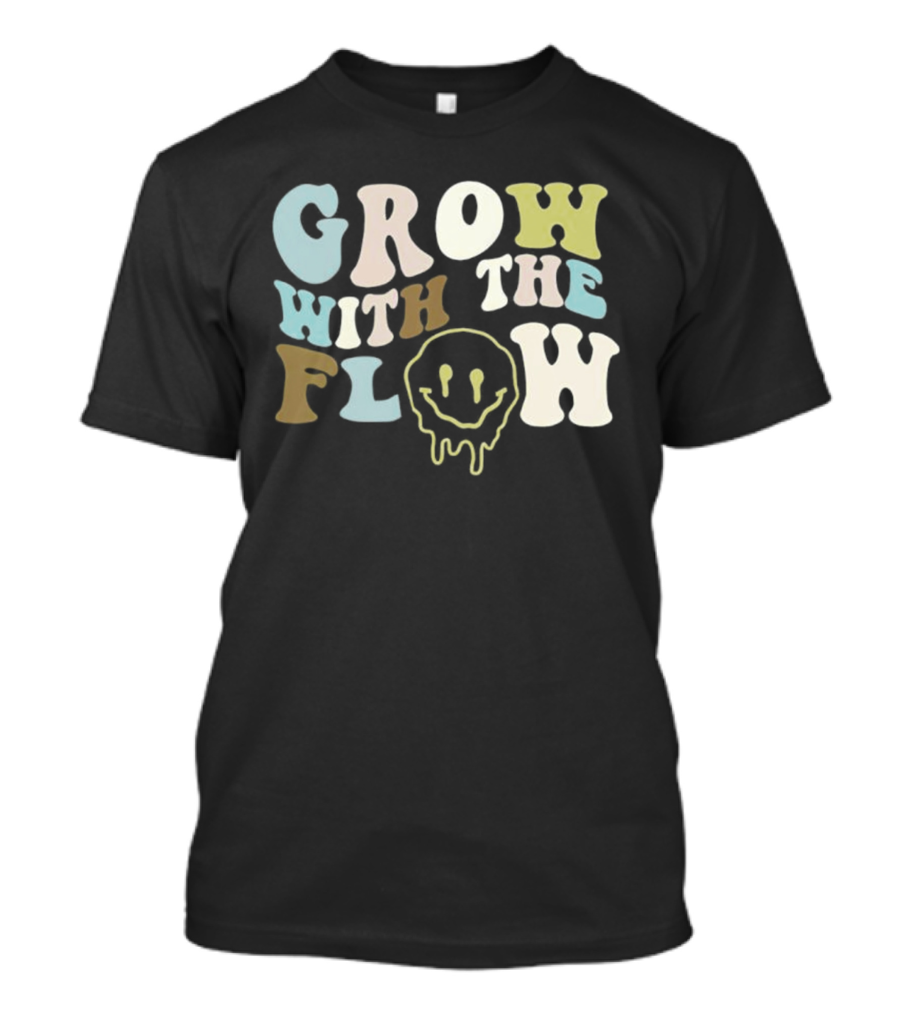 Grow With The Flow Boho Peace Smiley Face T-Shirt