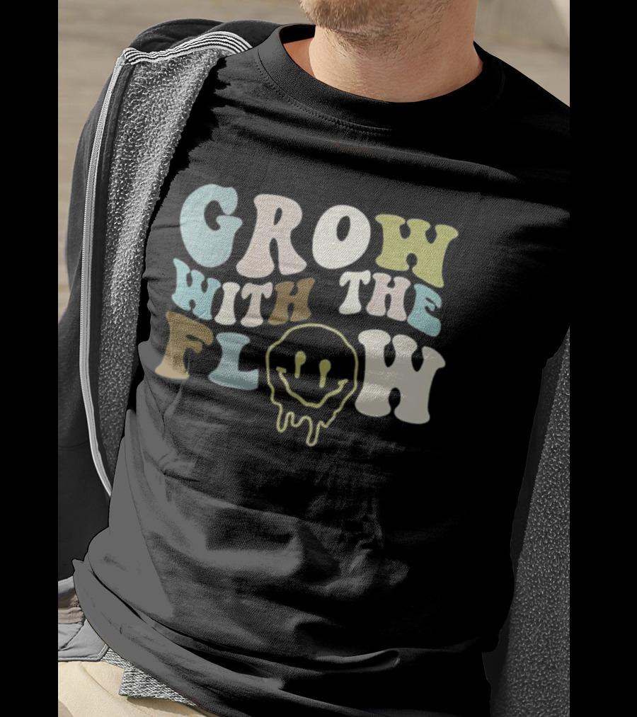 Grow With The Flow Boho Peace Smiley Face T-Shirt