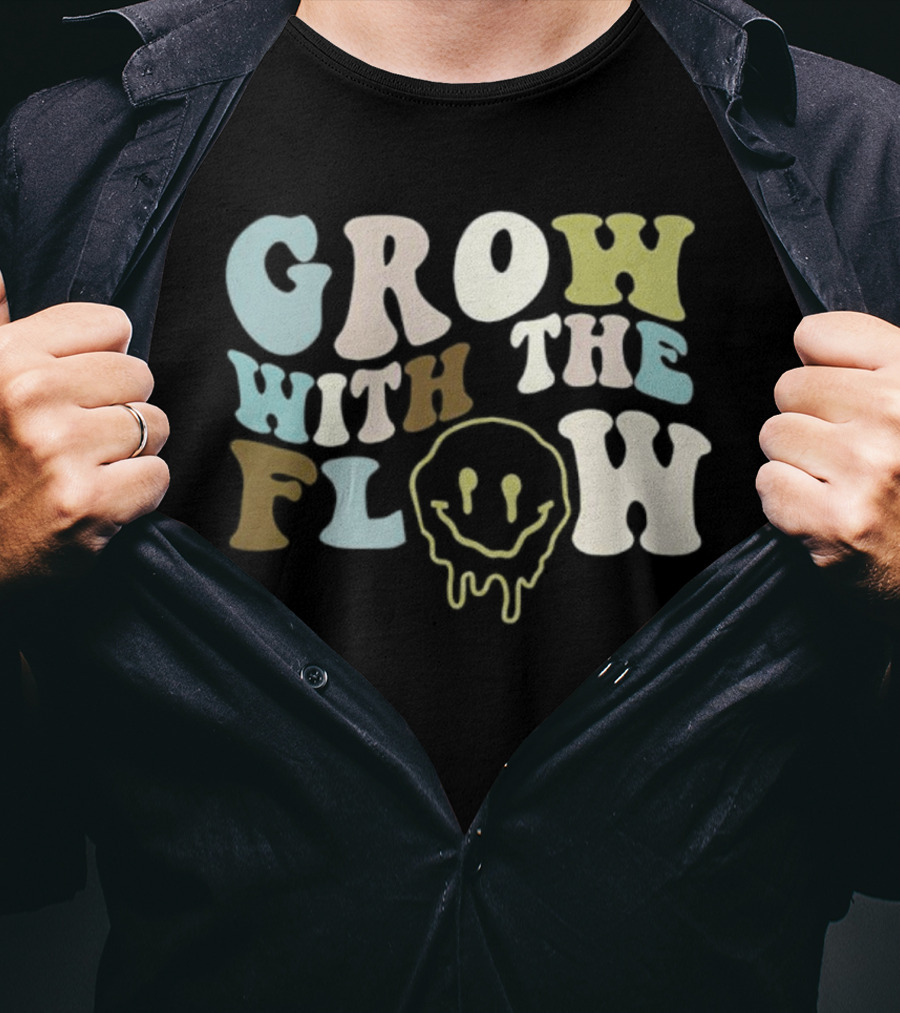 Grow With The Flow Boho Peace Smiley Face T-Shirt