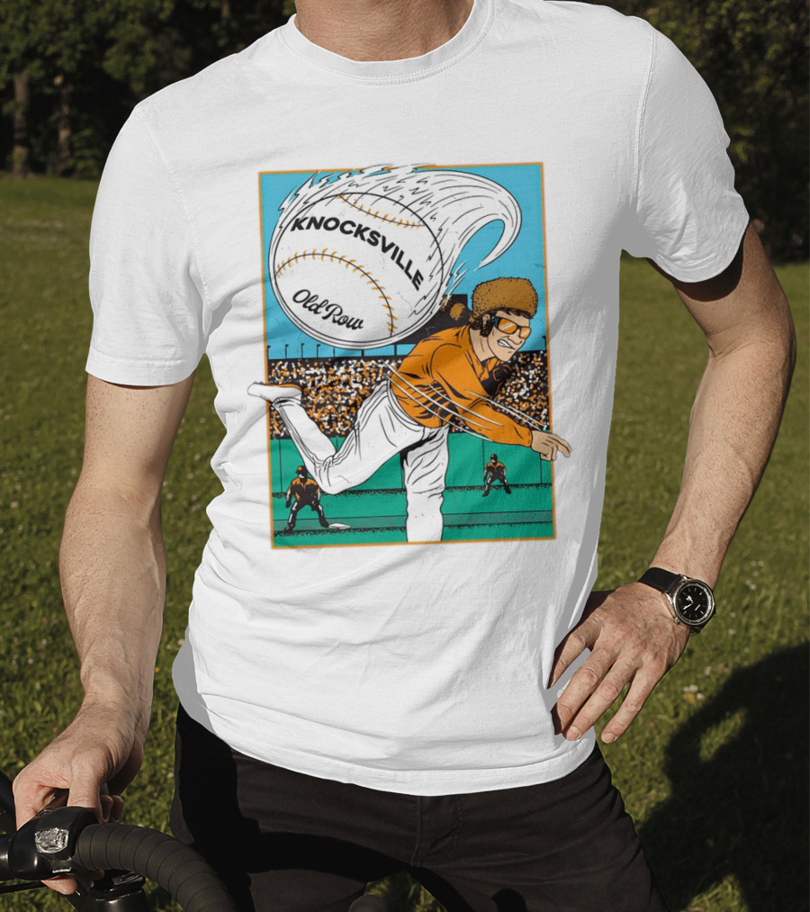 Knocksville Old Row Baseball Pitcher With Swirling Fastball And Spectator Crowd T-Shirt
