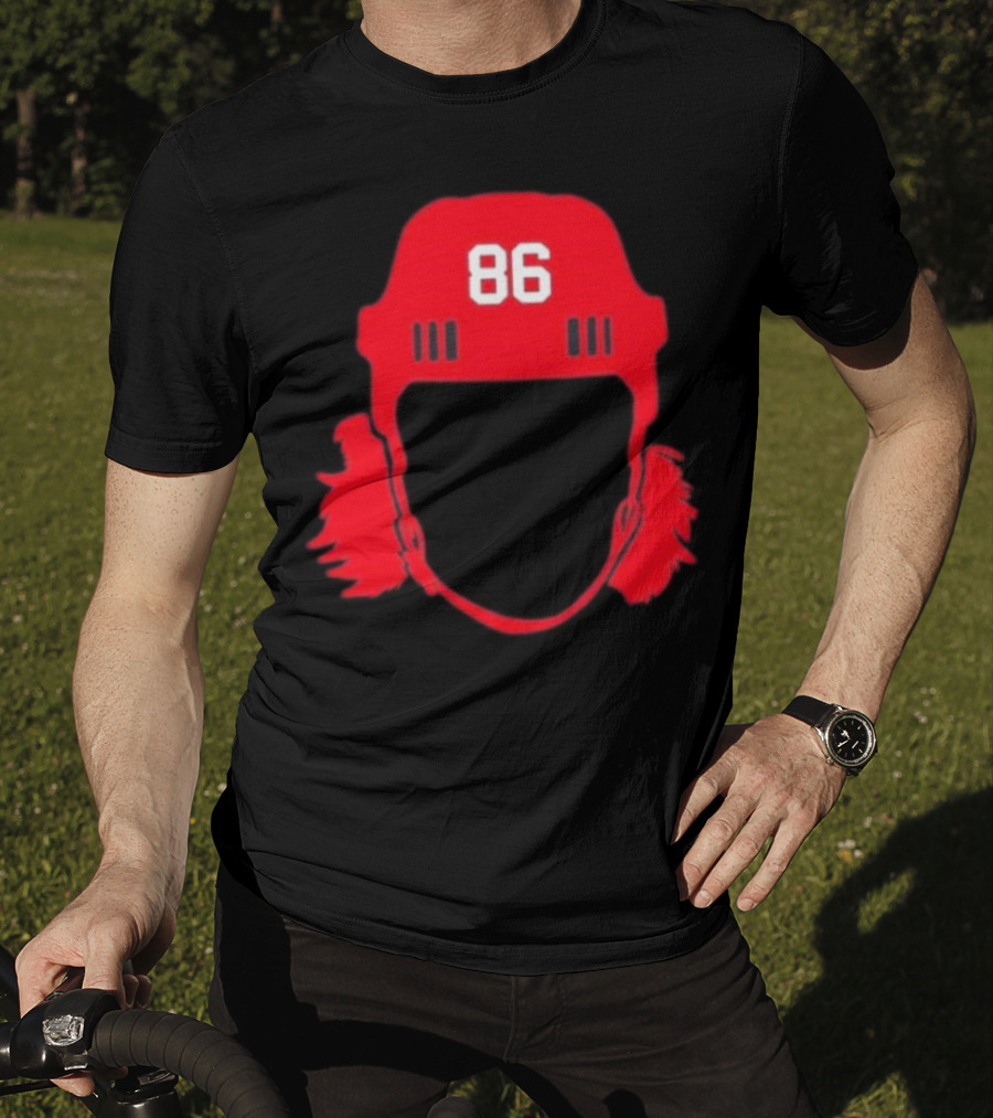 Spittin Chiclets 86 New Jersey Devils Hockey Helmet T-Shirt