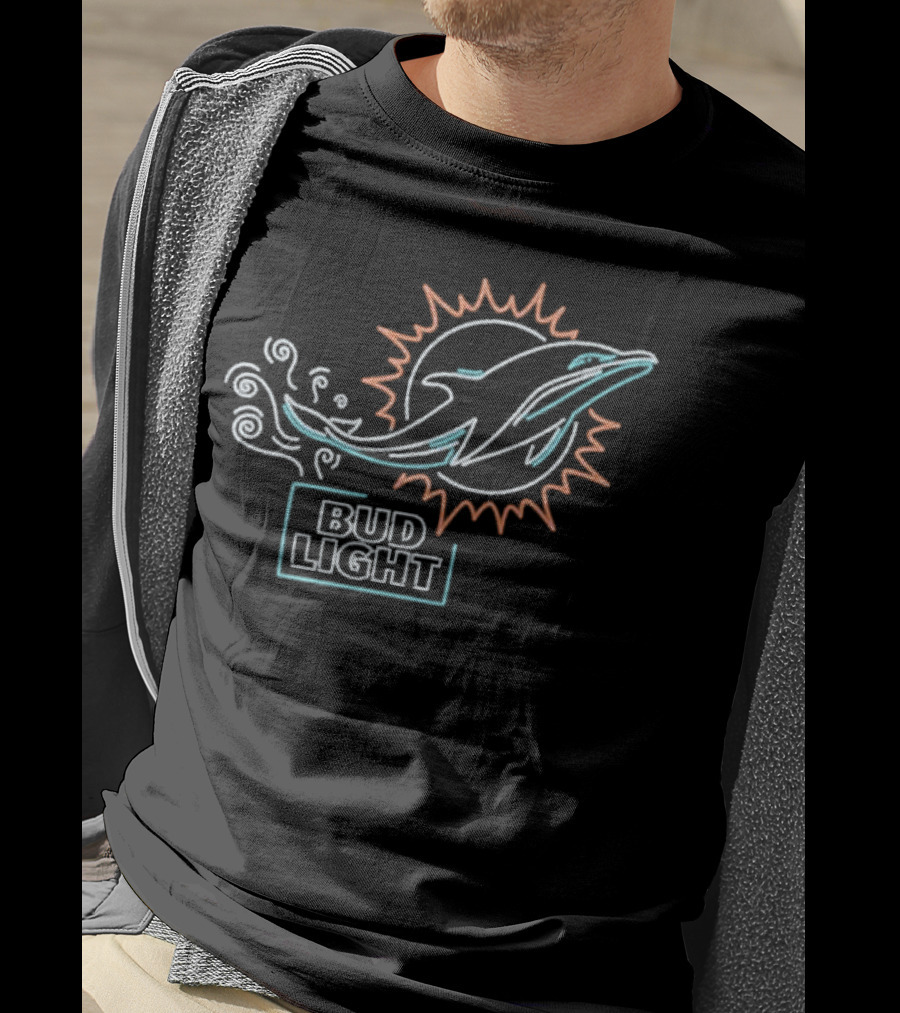 Bud Light NFL Miami Dolphins Sun And Dolphin T-Shirt