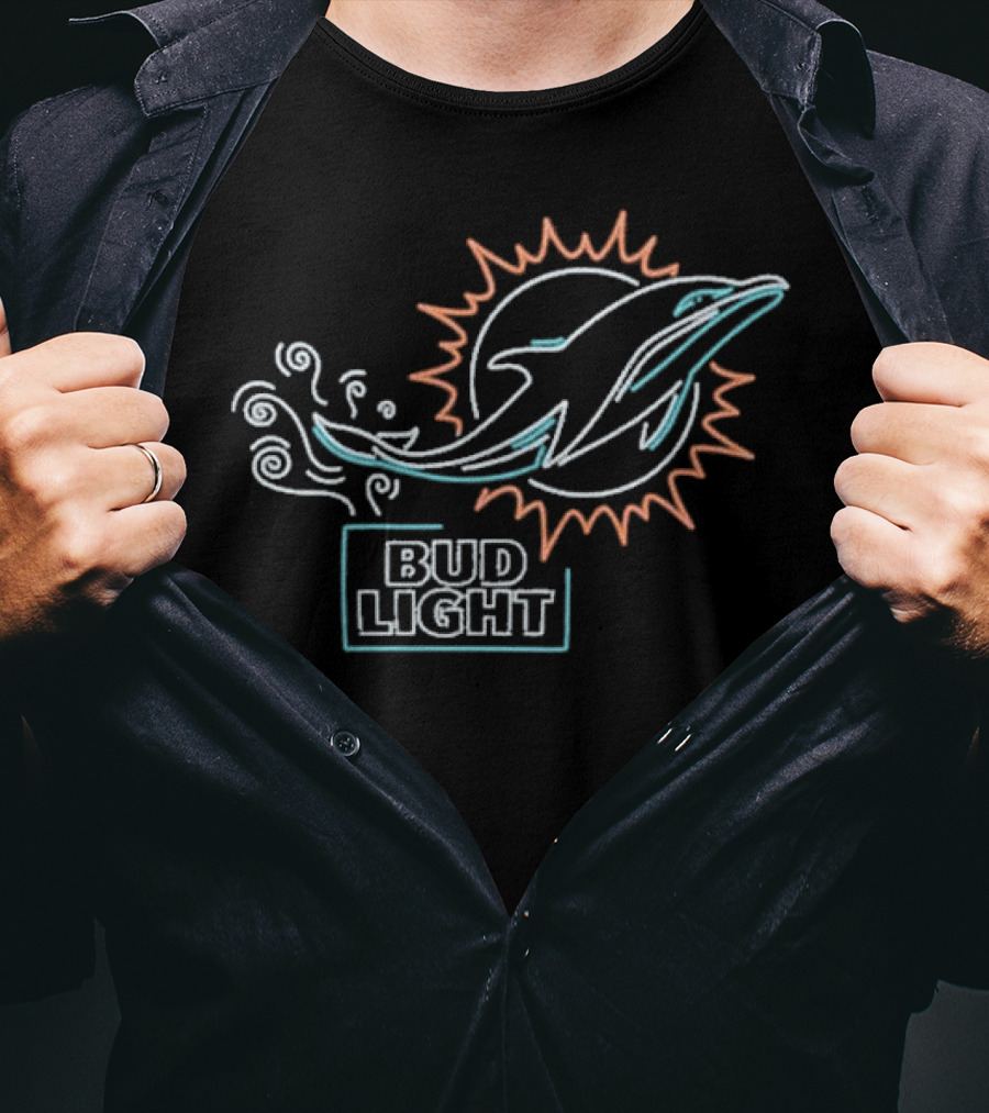 Bud Light NFL Miami Dolphins Sun And Dolphin T-Shirt