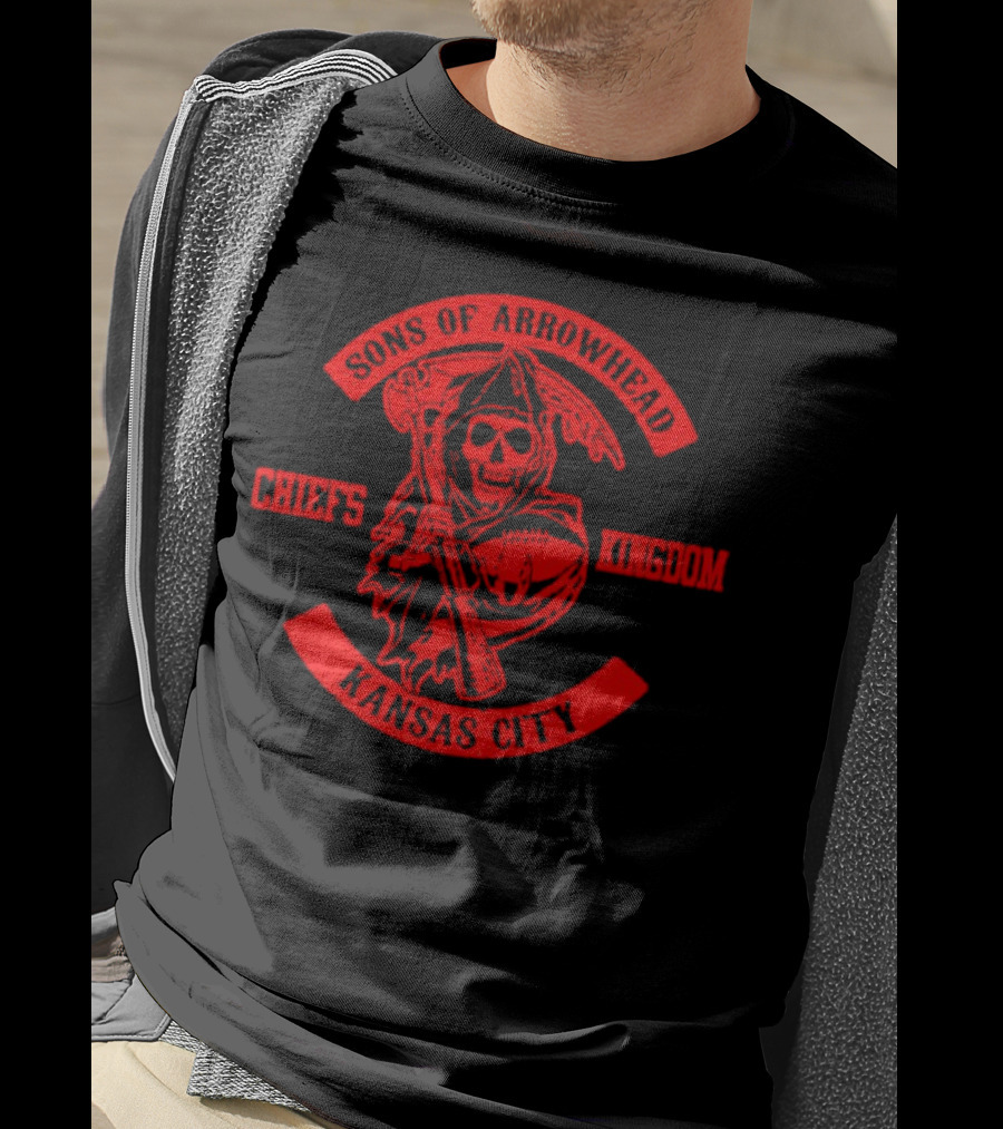 Sons Of Arrowhead Kansas City Chiefs Kingdom Grim Reaper Fan T-Shirt