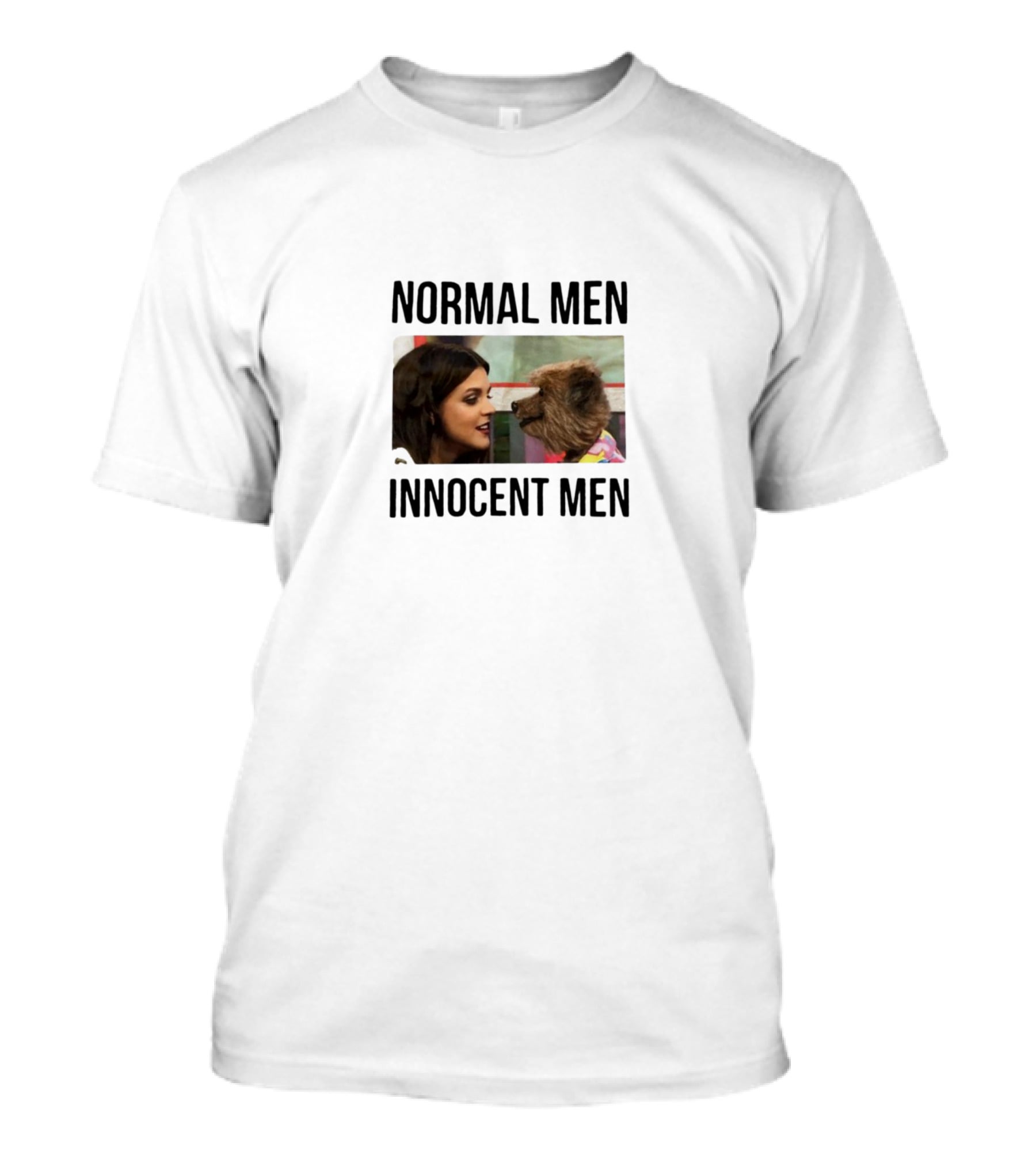 Normal Men Innocent Men Look Conversation With Puppet Dog T-Shirt