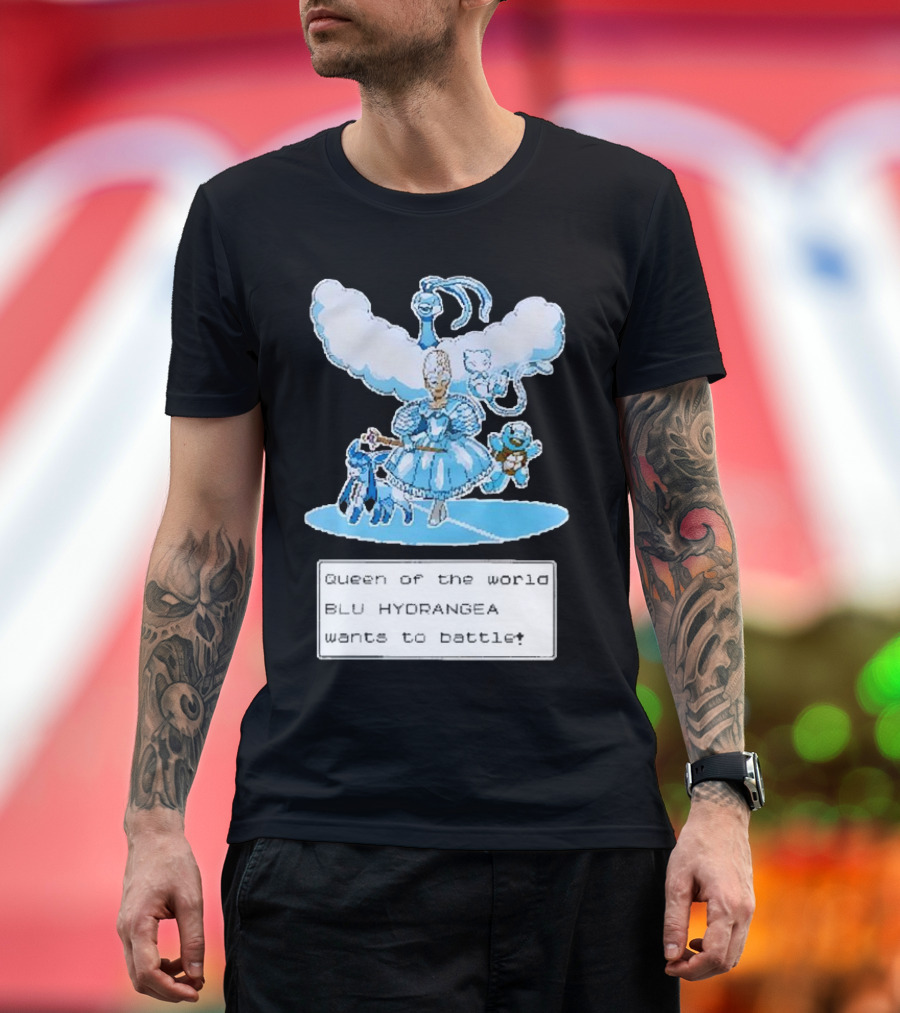 Queen of the World Blu Hydrangea Pokémon Battle Challenge T-Shirt