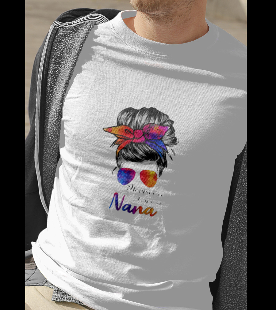 Happiness Is Being A Nana Colorful Bandana And Sunglasses T-Shirt