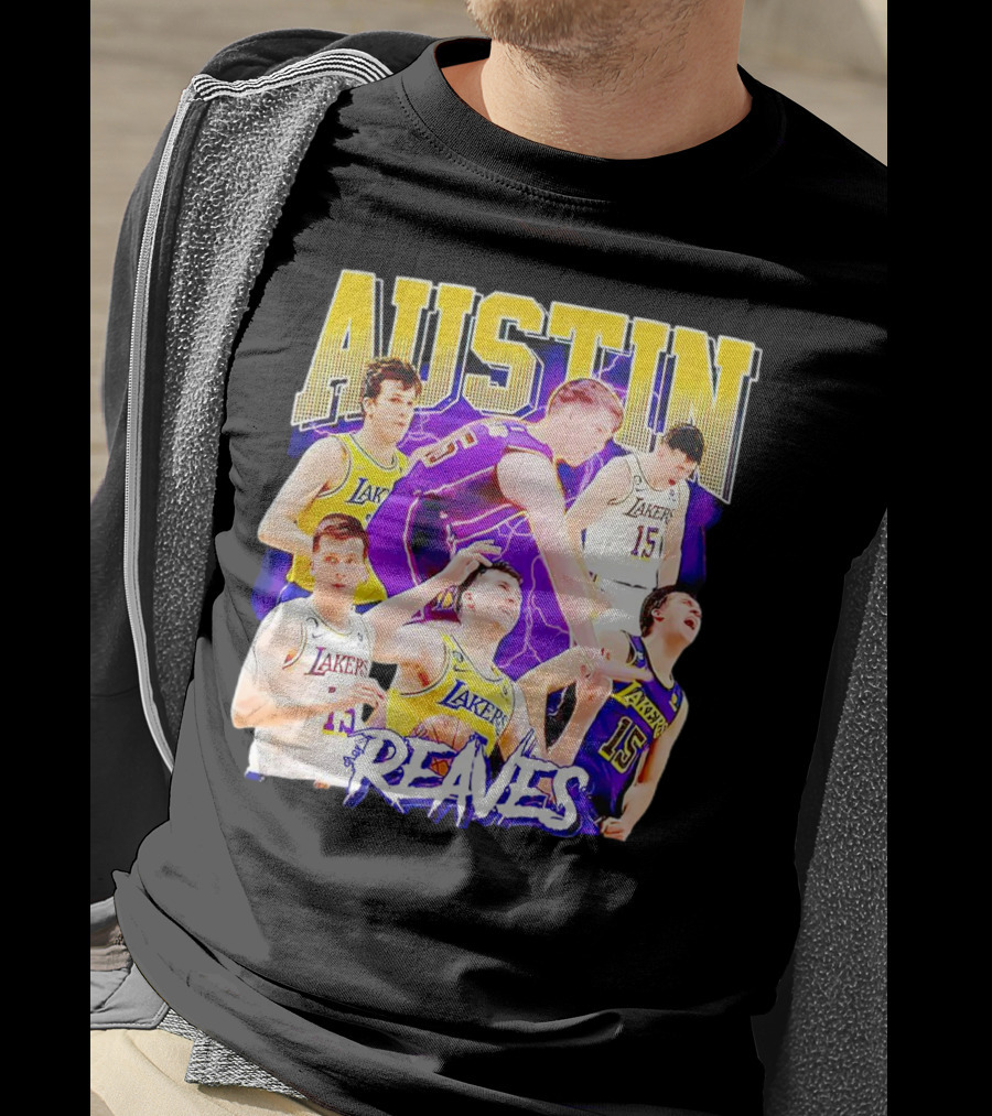 Austin Reaves Lakers Basketball Dynamic Action Collage T-Shirt