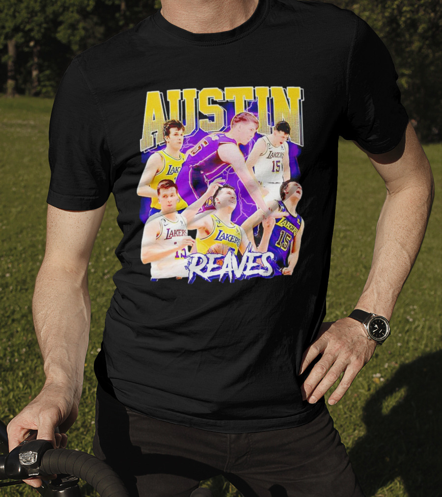 Austin Reaves Lakers Basketball Dynamic Action Collage T-Shirt