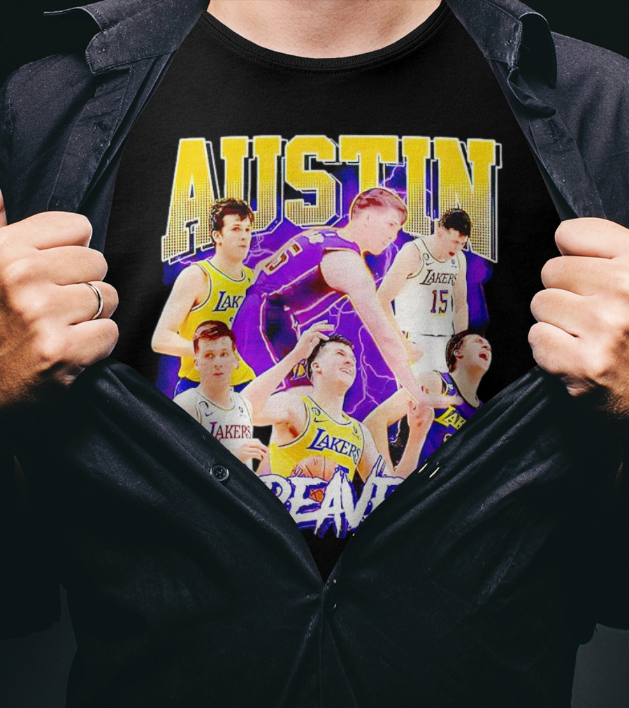 Austin Reaves Lakers Basketball Dynamic Action Collage T-Shirt