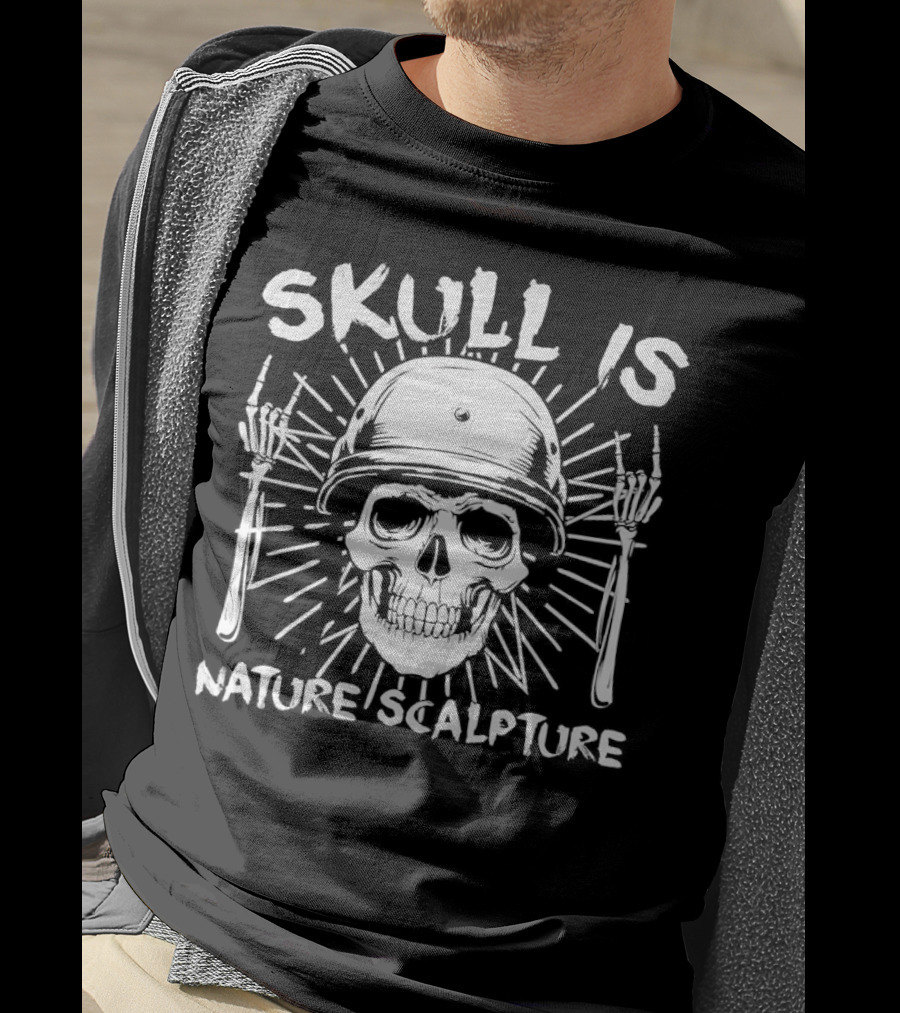 Skull Is Nature Sculpture Helmet And Bones T-Shirt