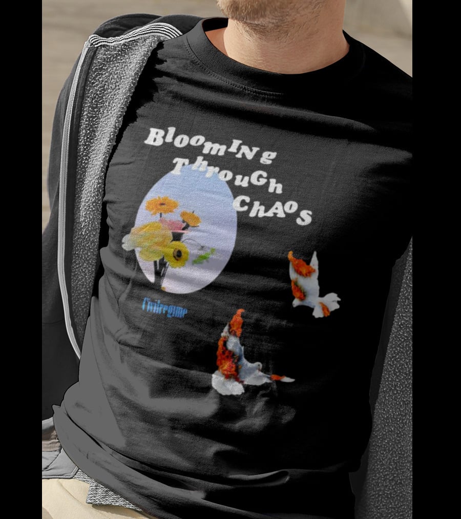 Blooming Through Chaos Civilregime Floral And Bird Motif T-Shirt