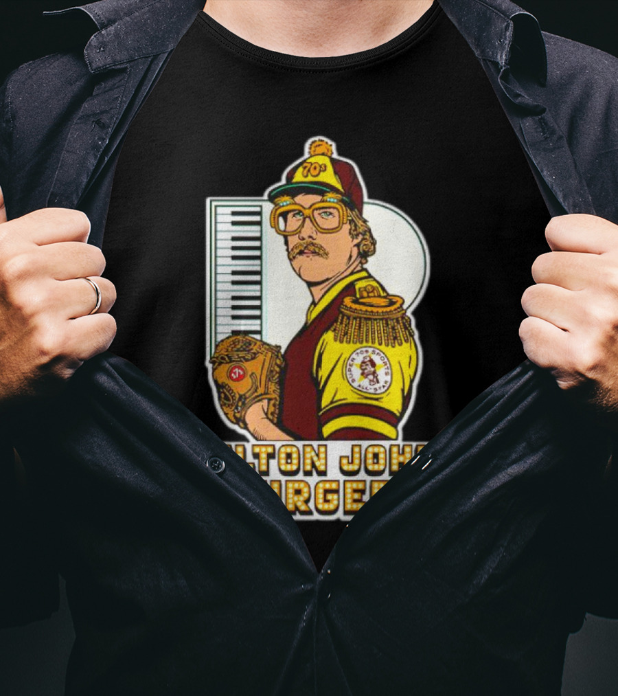 Elton John Surgery Baseball Player Keyboard 70s Patch T-Shirt
