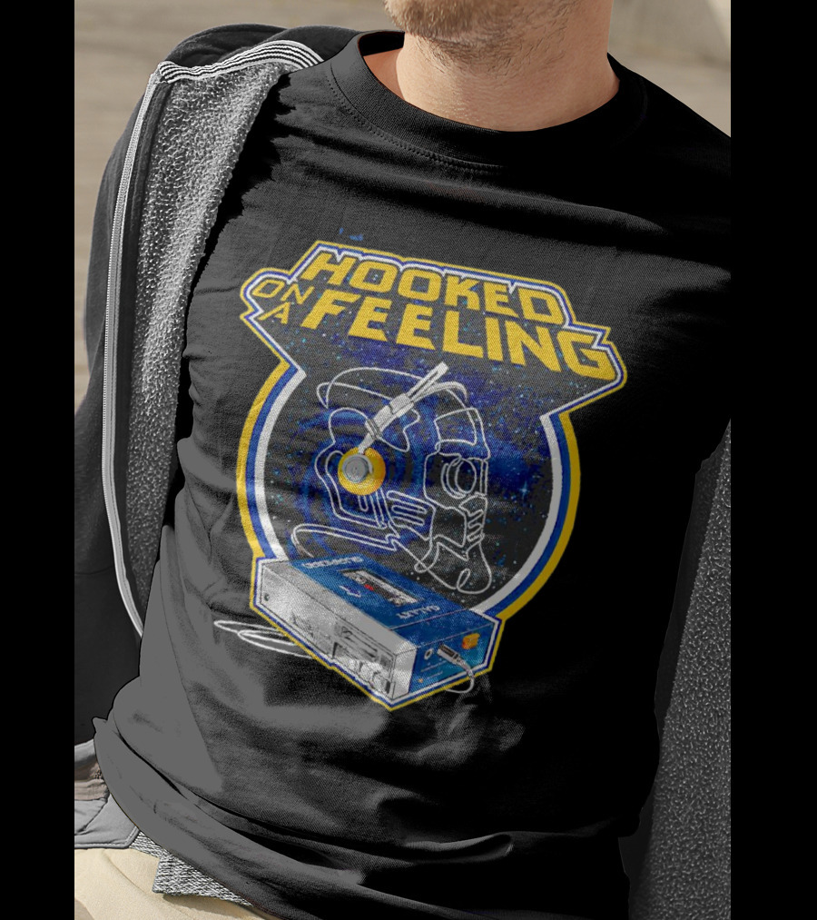 Hooked On A Feeling Cassette Tape And Headphones Space T-Shirt