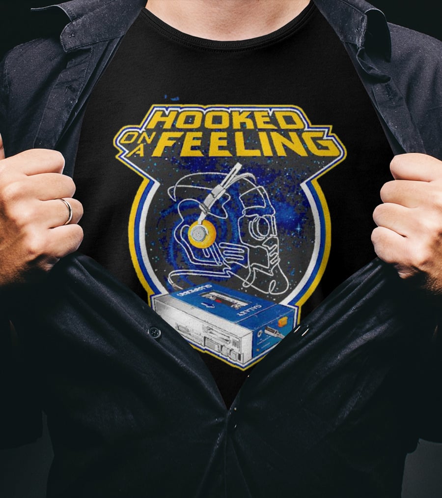 Hooked On A Feeling Cassette Tape And Headphones Space T-Shirt