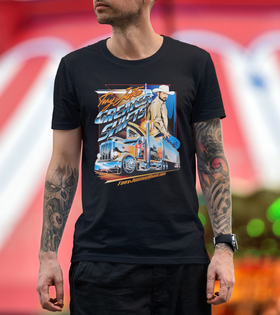 Tony Justice Music Greatest Shifts Trucking Art Cowboy T-Shirt
