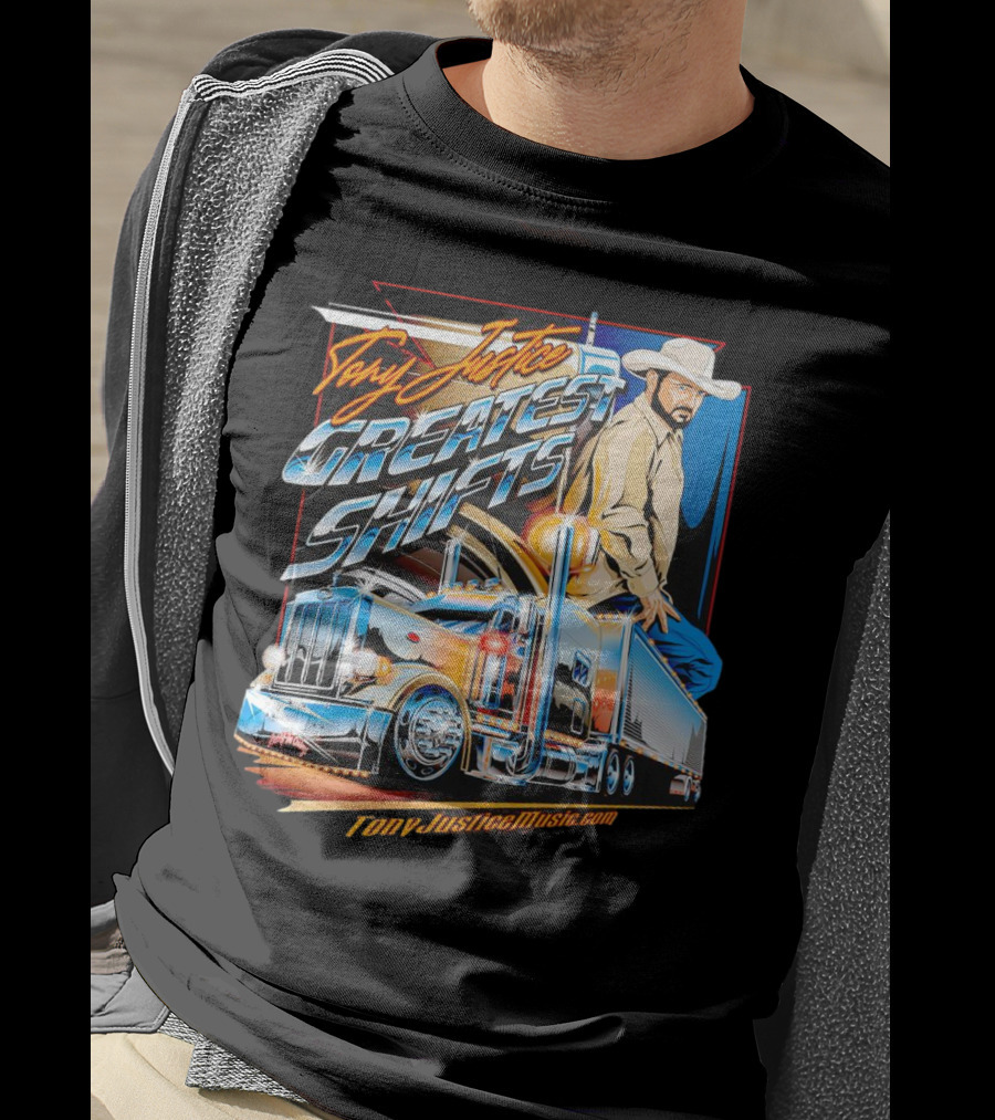 Tony Justice Music Greatest Shifts Trucking Art Cowboy T-Shirt