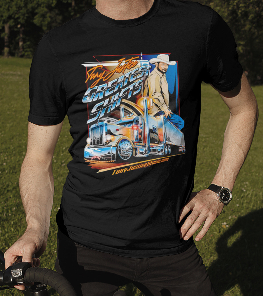 Tony Justice Music Greatest Shifts Trucking Art Cowboy T-Shirt