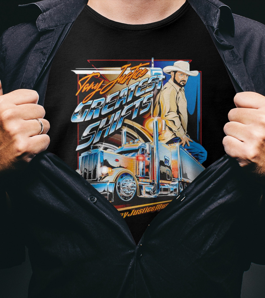 Tony Justice Music Greatest Shifts Trucking Art Cowboy T-Shirt