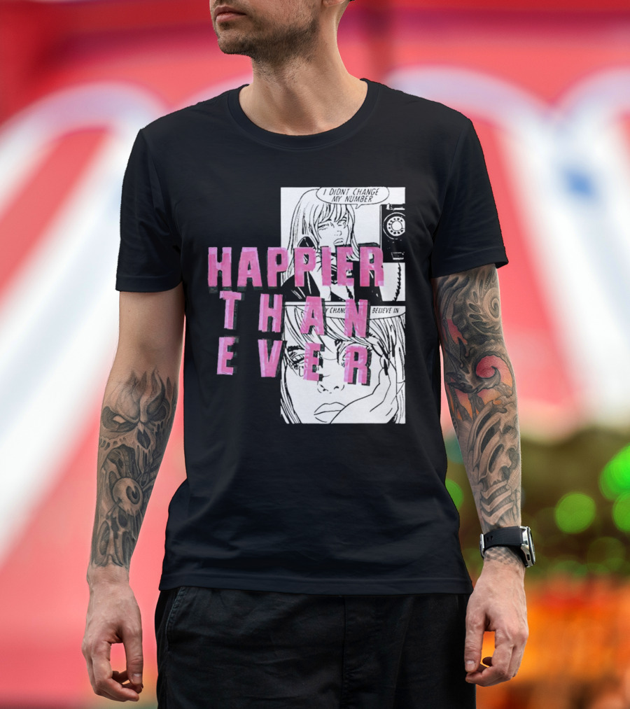 Happier Than Ever Didn't Change My Number Billie Eilish Comic T-Shirt