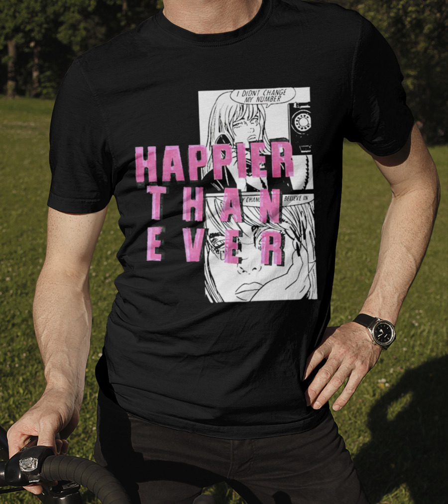 Happier Than Ever Didn't Change My Number Billie Eilish Comic T-Shirt