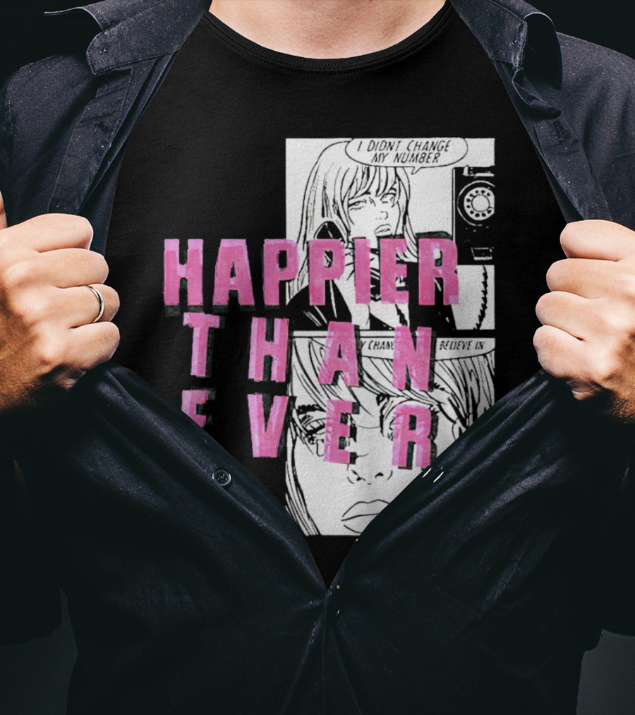 Happier Than Ever Didn't Change My Number Billie Eilish Comic T-Shirt