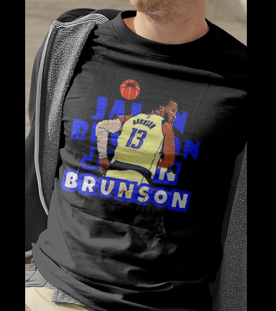 Jalen Brunson Basketball Highlight In Blue And White Jersey 13 T-Shirt