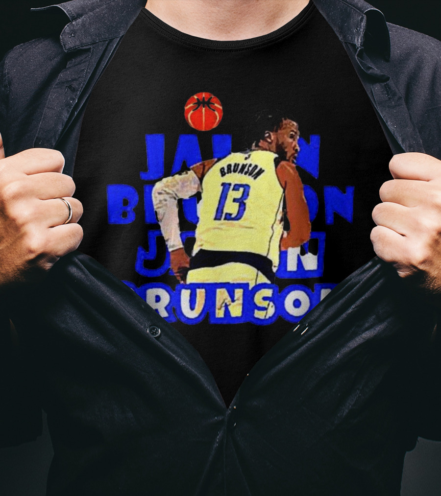 Jalen Brunson Basketball Highlight In Blue And White Jersey 13 T-Shirt