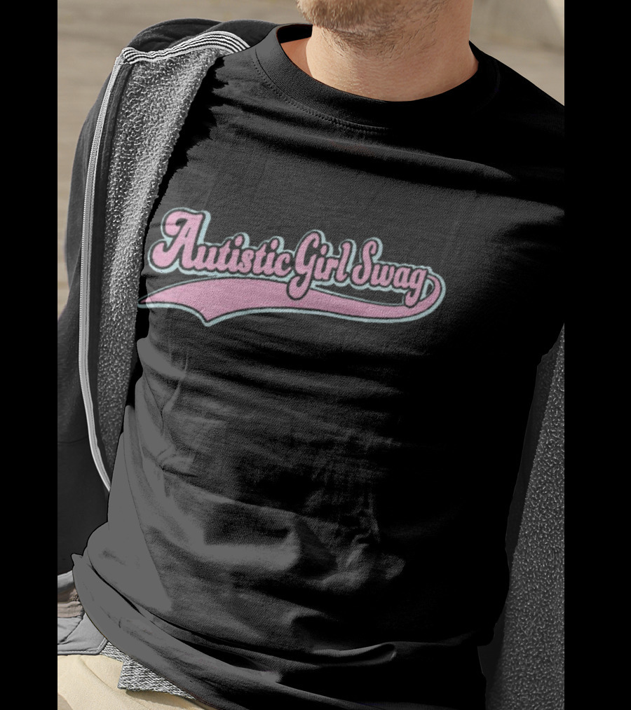 Autistic Girl Swag Retro Style Baseball Font T-Shirt