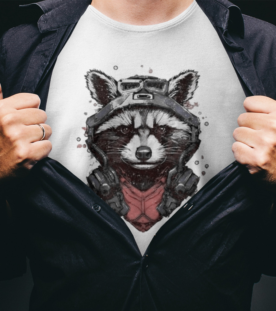 Rocket Raccoon Guardians Of The Galaxy Masked T-Shirt