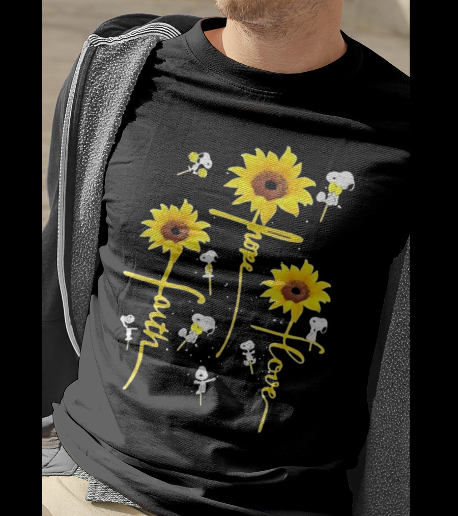 Snoopy Sunflowers Hope Faith Love T-Shirt