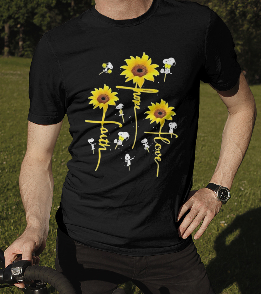 Snoopy Sunflowers Hope Faith Love T-Shirt