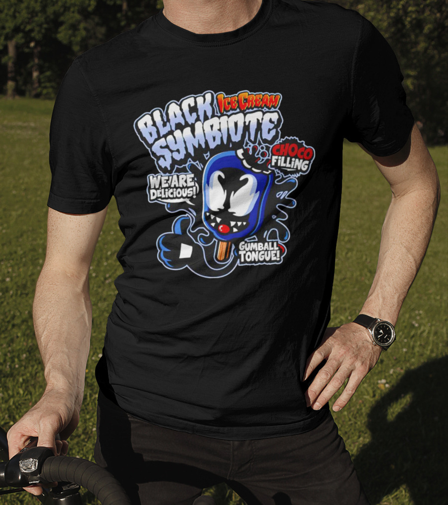 Black Symbiote Ice Cream Choco Filling Gumball Tongue We Are Delicious T-Shirt