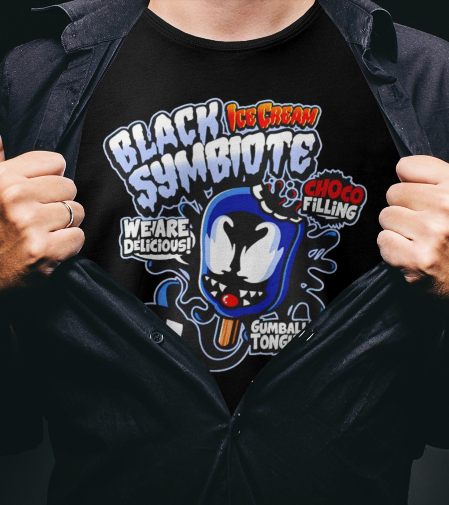 Black Symbiote Ice Cream Choco Filling Gumball Tongue We Are Delicious T-Shirt