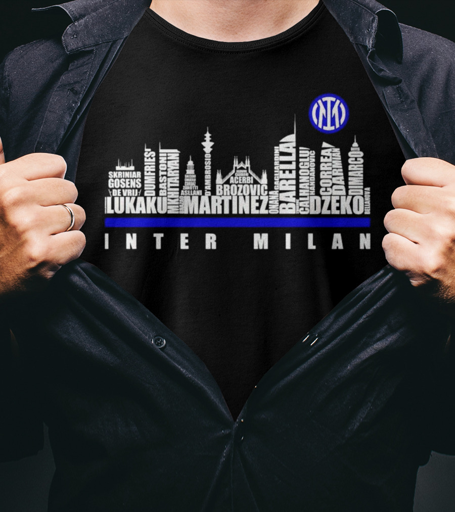 Edizione Limitata Inter Milan Team Skyline Lukaku Martinez Barella Dzeko Brozovic T-Shirt
