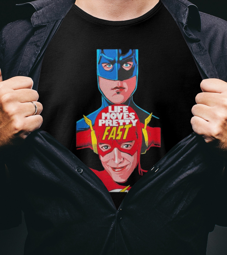 Life Moves Pretty Fast Batman And Flash Crossover T-Shirt