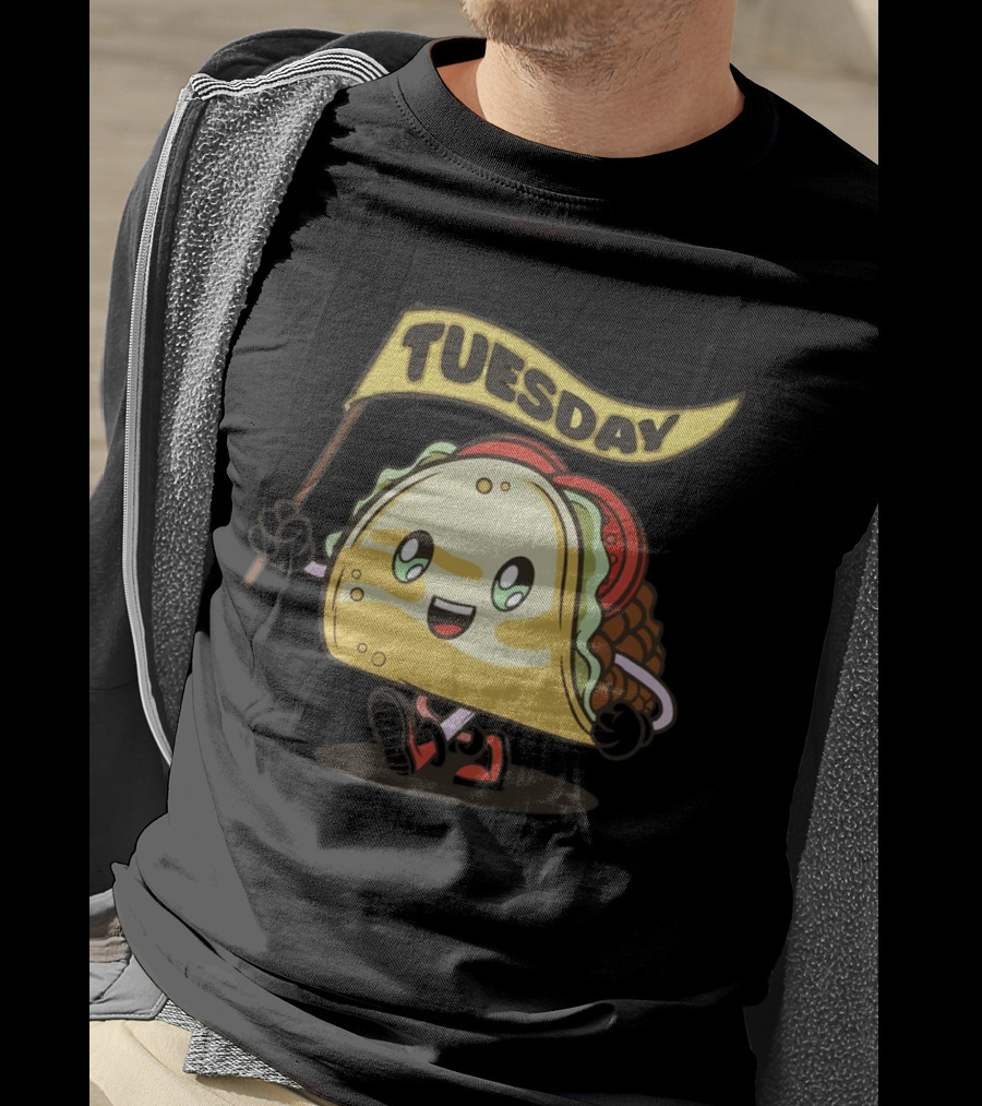 Happy Taco Holding Tuesday Flag T-Shirt