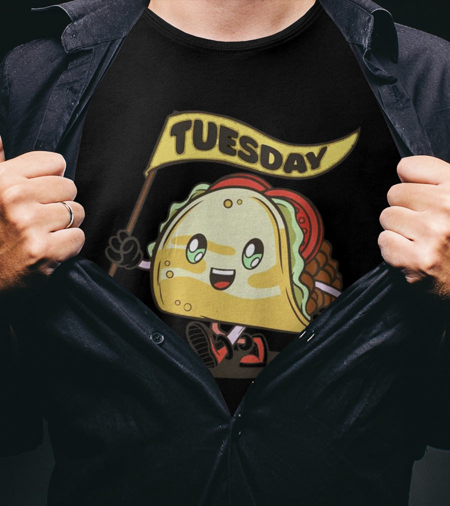 Happy Taco Holding Tuesday Flag T-Shirt