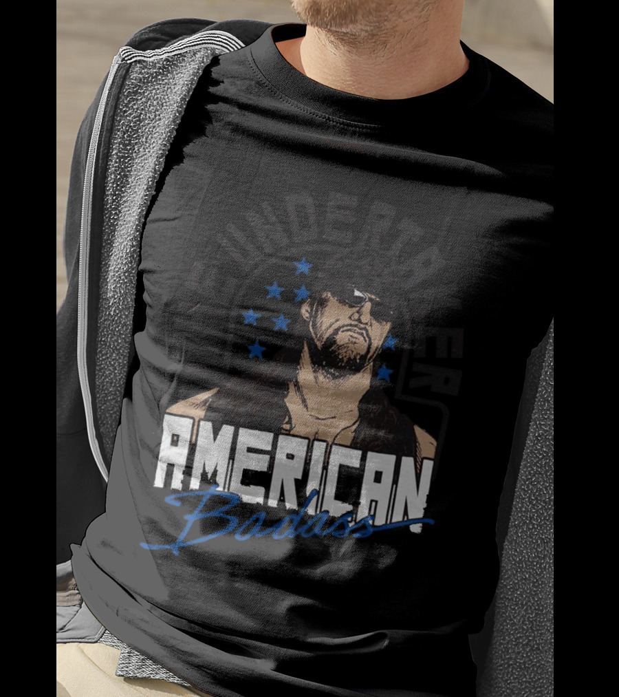 The Undertaker American Badass Stars Sunglasses Long Hair T-Shirt