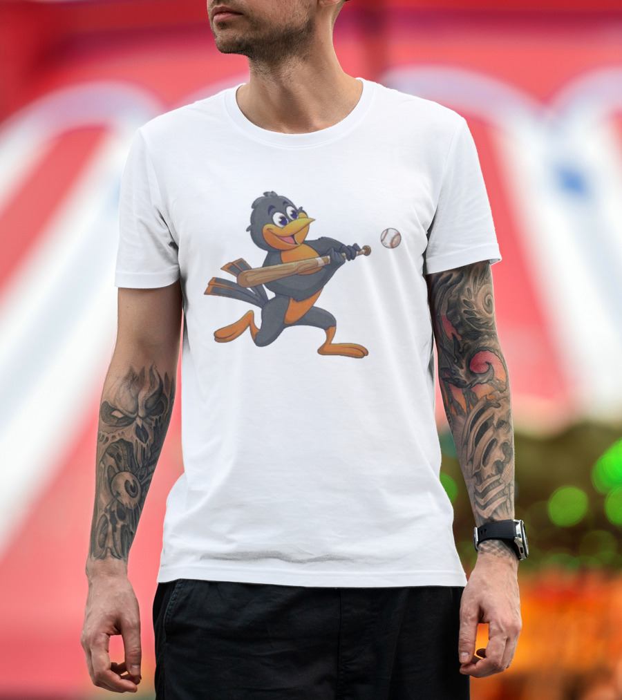 Baltimore Orioles Bird Bat Baseball Swing T-Shirt