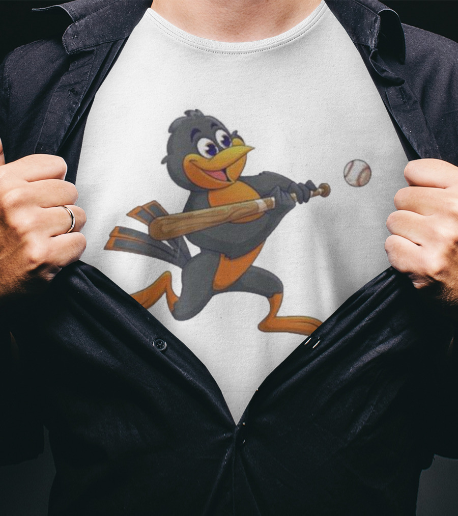 Baltimore Orioles Bird Bat Baseball Swing T-Shirt
