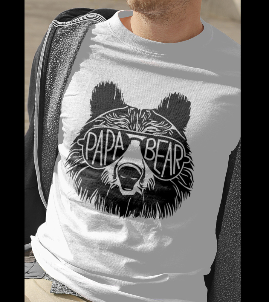 Papa Bear Sunglasses Cool Bear Head T-Shirt