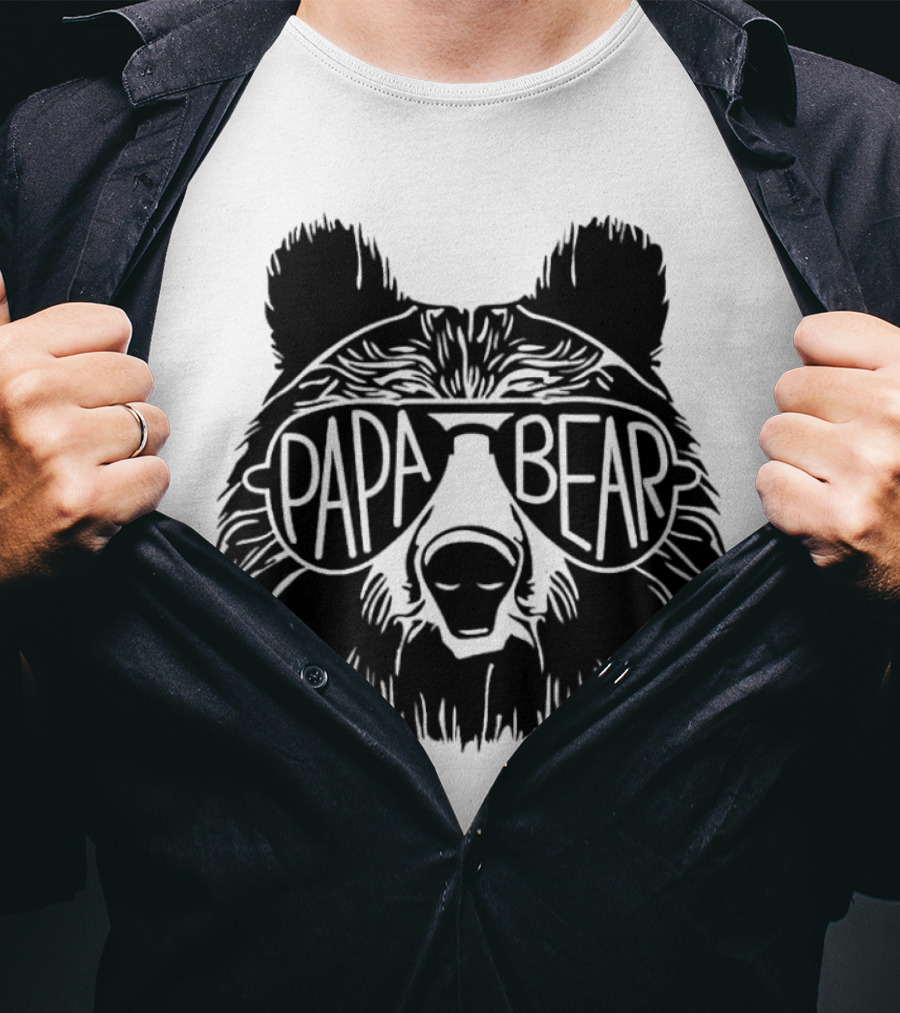 Papa Bear Sunglasses Cool Bear Head T-Shirt