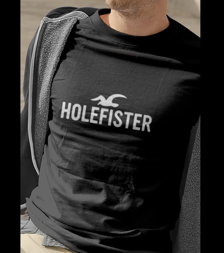 Holefister Parody Logo Graphic With Seagull Bird T-Shirt