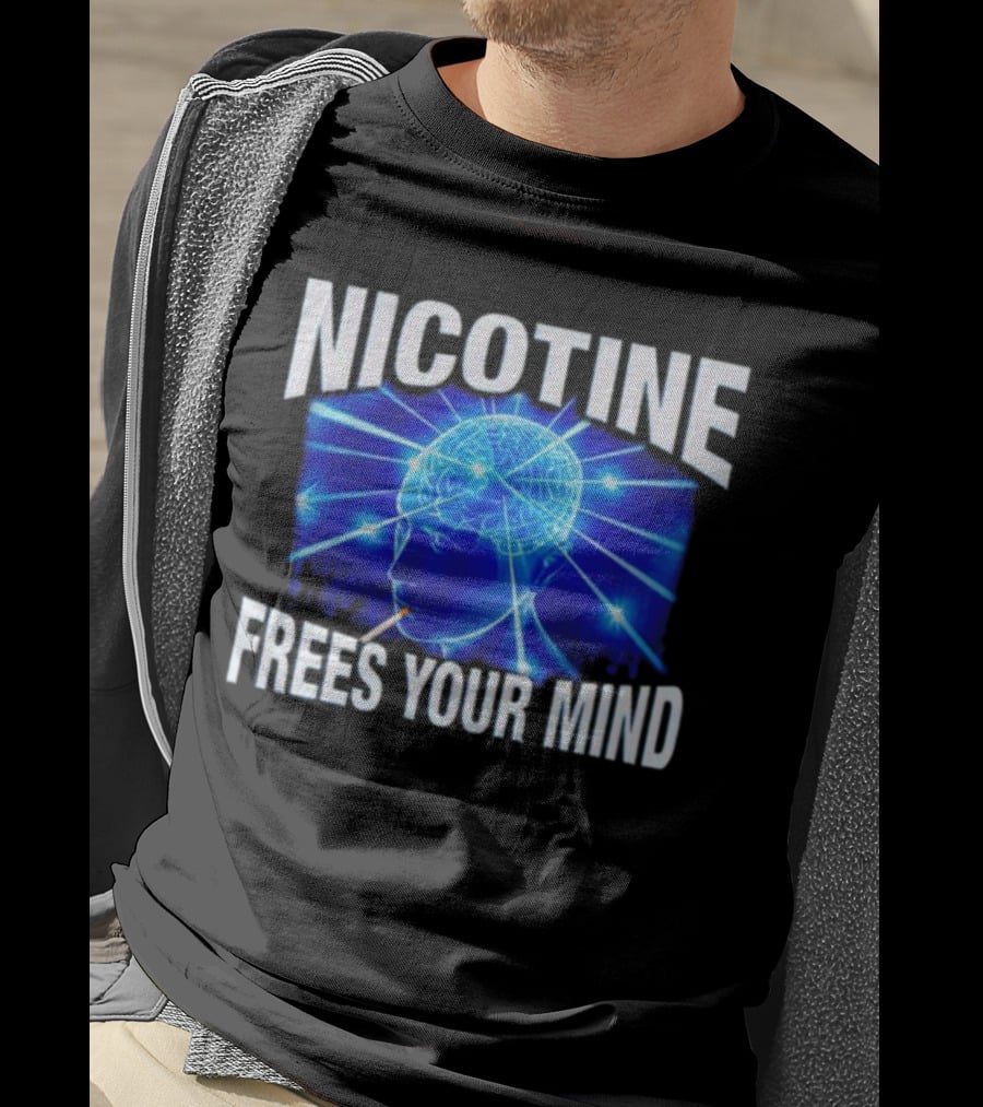 Nicotine Frees Your Mind Electric Brain Smoke Effect T-Shirt